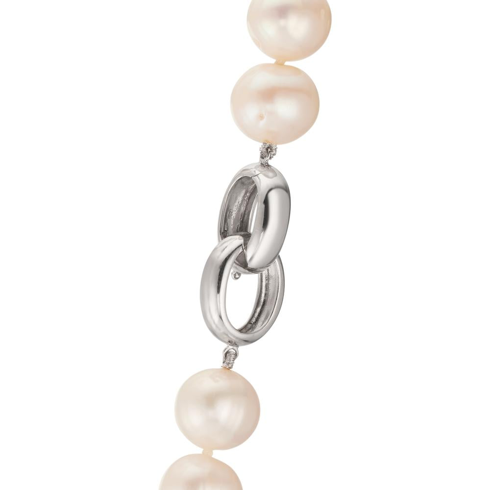 Collier Sølv rhodineret Ferskvands kulturperle hvid, 12 mm 50 cm