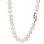 Collier Sølv rhodineret Ferskvands kulturperle hvid, 12 mm 50 cm