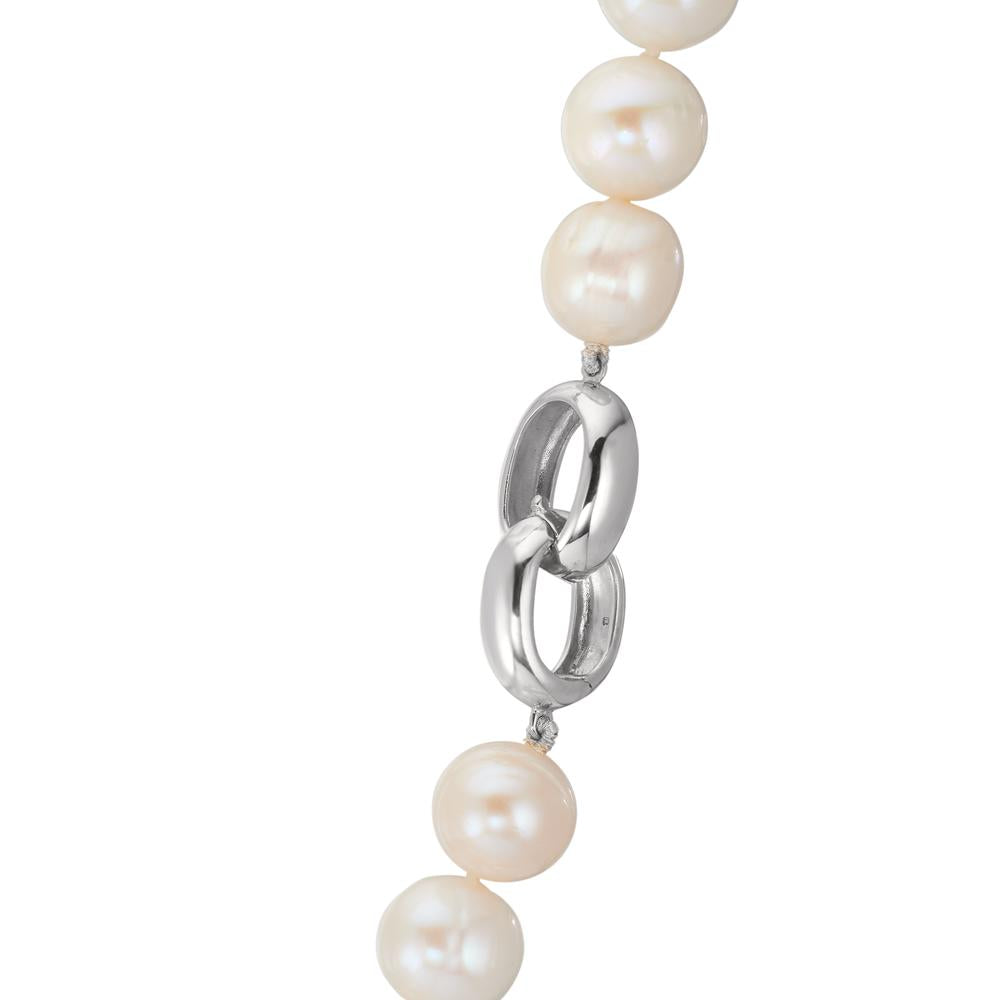 Collier Sølv rhodineret Ferskvands kulturperle hvid, 12 mm 50 cm
