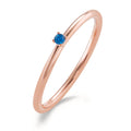 Indsæt ring Sølv Zirconia blå , 2 mm rose forgyldt