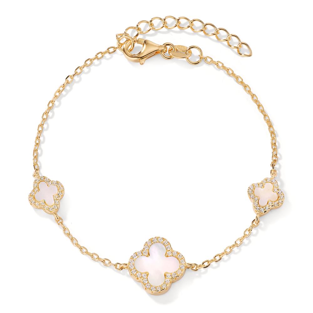 Armbånd Sølv Zirconia gul forgyldt Perlemor hvid