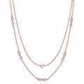 Collier Sølv Zirconia 10 Sten rose forgyldt Skinnende perler hvid, 5 mm 40-45 cm