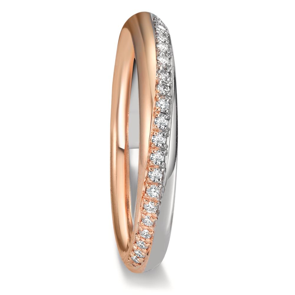 Partnerringe 750/18K hvidguld, 750/18K roseguld Diamant 0.10 ct, 20 Sten , tw-vsi