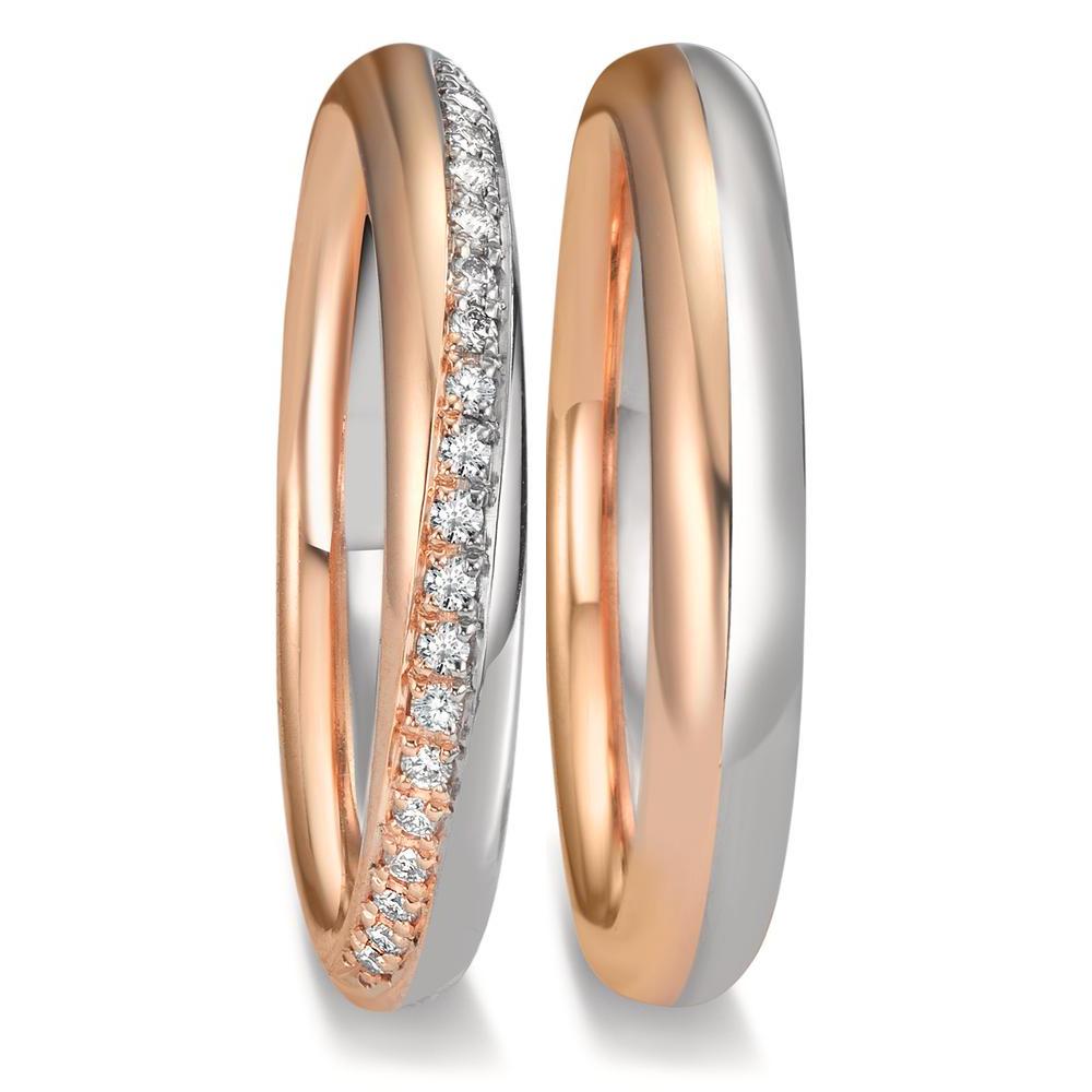 Partnerringe 750/18K hvidguld, 750/18K roseguld