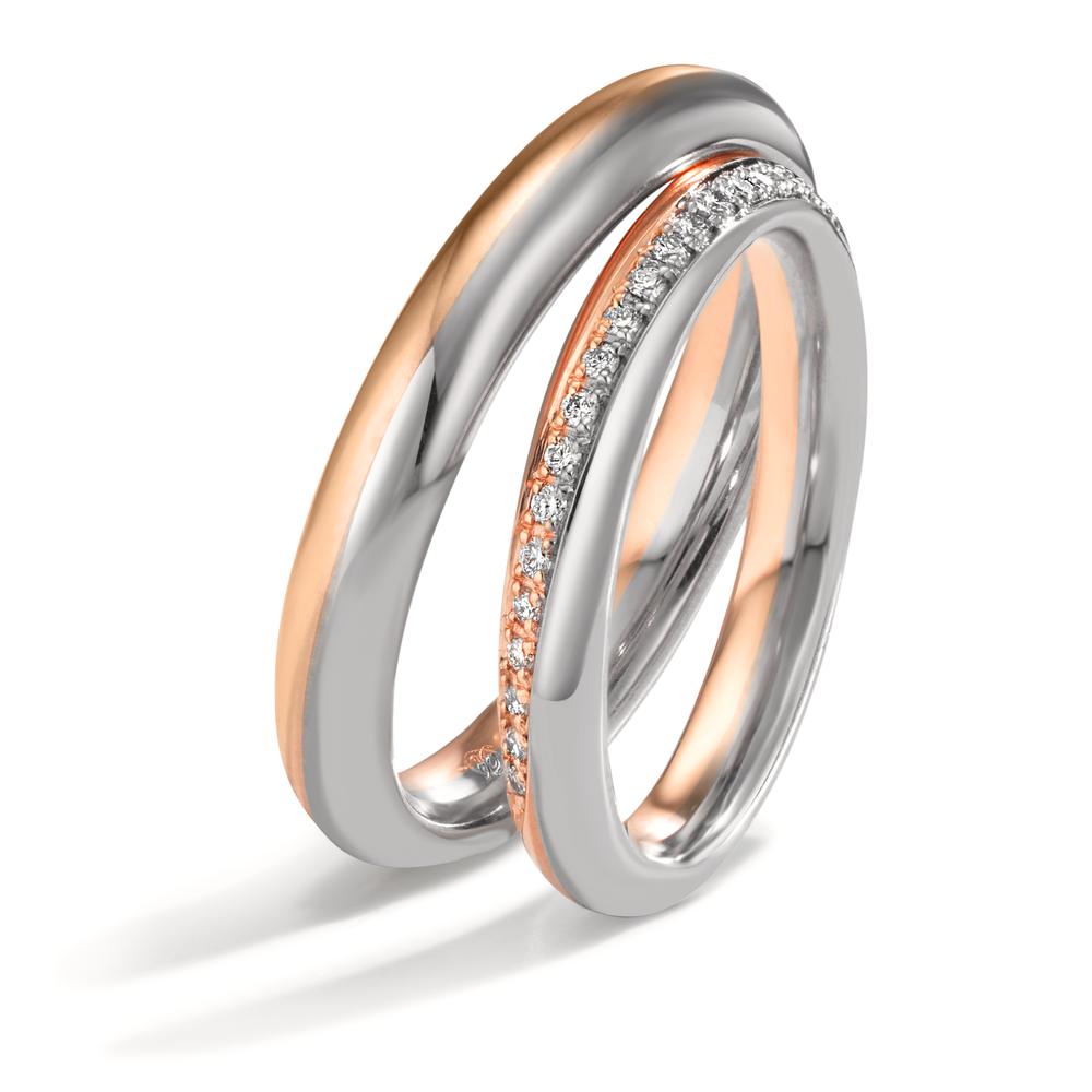 Partnerringe 750/18K hvidguld, 750/18K roseguld Diamant 0.10 ct, 20 Sten , tw-vsi