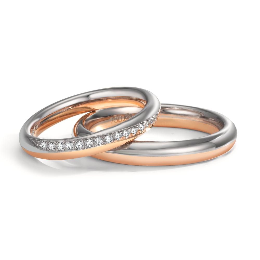 Partnerringe 750/18K hvidguld, 750/18K roseguld