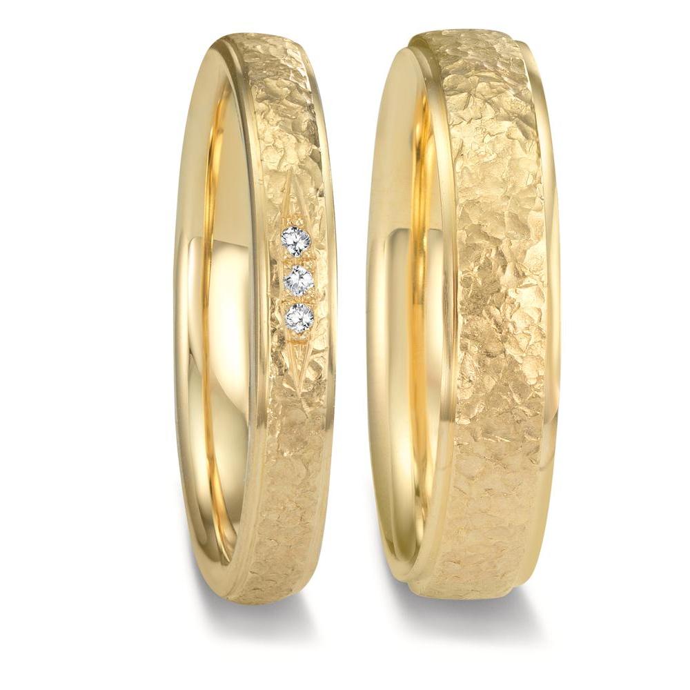 Partnerringe 750/18K guld Diamant 0.015 ct, 3 Sten , tw-vsi