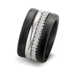 Ring sæt 750/18K hvidguld, Kulstof Zirconia