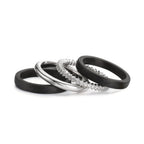 Ring sæt 750/18K hvidguld, Kulstof Zirconia