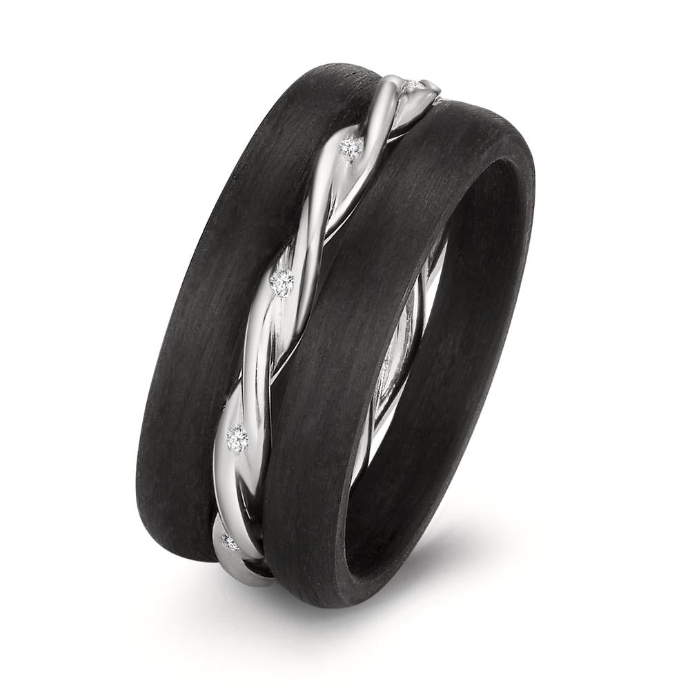 Ring sæt 750/18K hvidguld, Kulstof Diamant 0.045 ct, 9 Sten , w-si