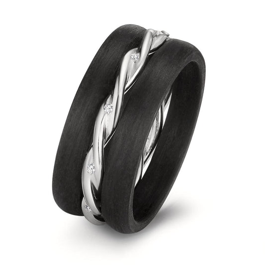 Ring sæt 750/18K hvidguld, Kulstof Diamant 0.045 ct, 9 Sten , w-si