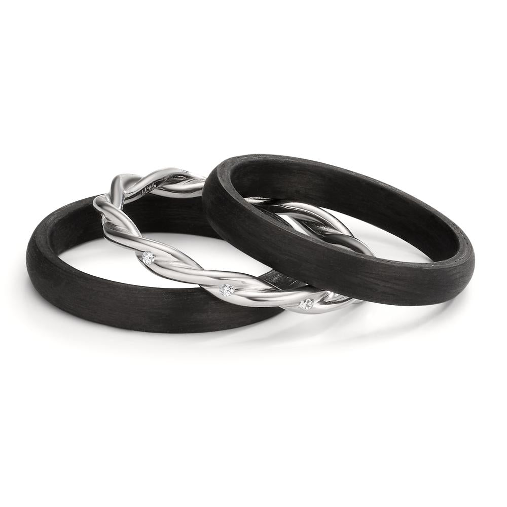 Ring sæt 750/18K hvidguld, Kulstof Diamant 0.045 ct, 9 Sten , w-si