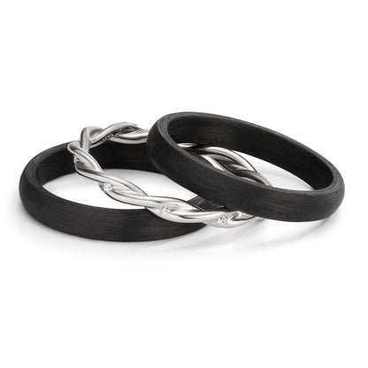 Ring sæt 750/18K hvidguld, Kulstof Diamant 0.045 ct, 9 Sten , w-si