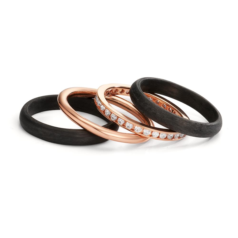 Ring sæt 750/18K rødguld, Kulstof Diamant 0.50 ct, w-si