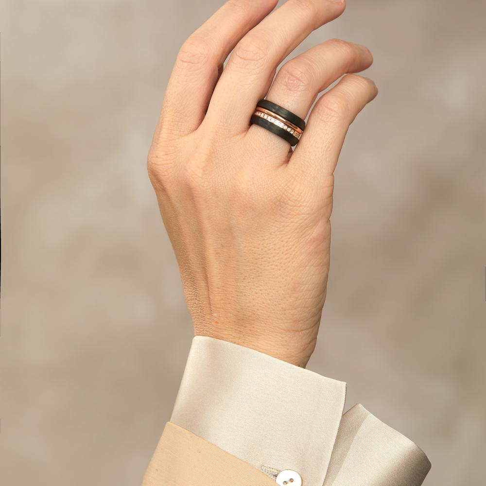 Ring sæt 750/18K rødguld, Kulstof Diamant 0.50 ct, w-si