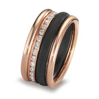 Ring sæt 750/18K rødguld, Kulstof Diamant w-si