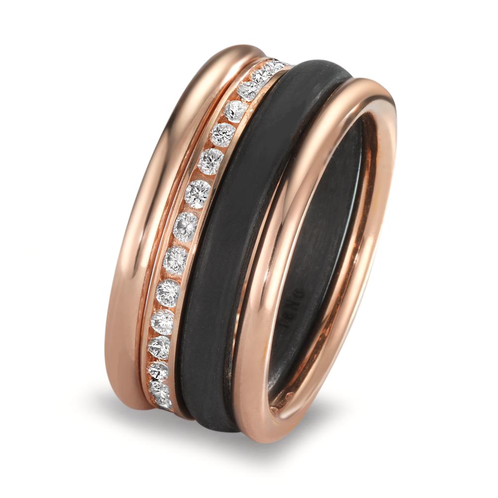 Ring sæt 750/18K rødguld, Kulstof Diamant w-si