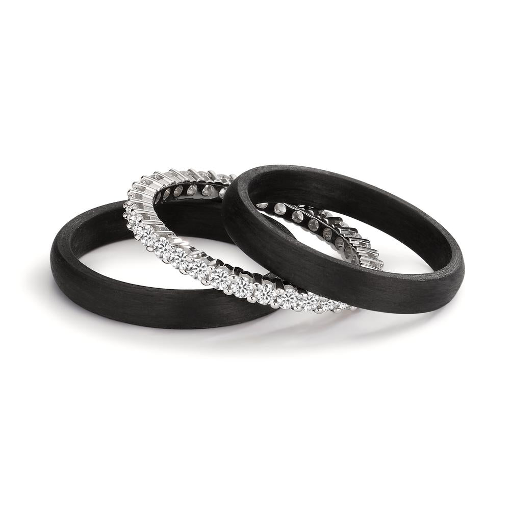 Ring sæt 750/18K hvidguld, Kulstof Diamant 0.75 ct, w-si
