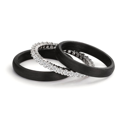 Ring sæt 750/18K hvidguld, Kulstof Diamant 0.75 ct, w-si