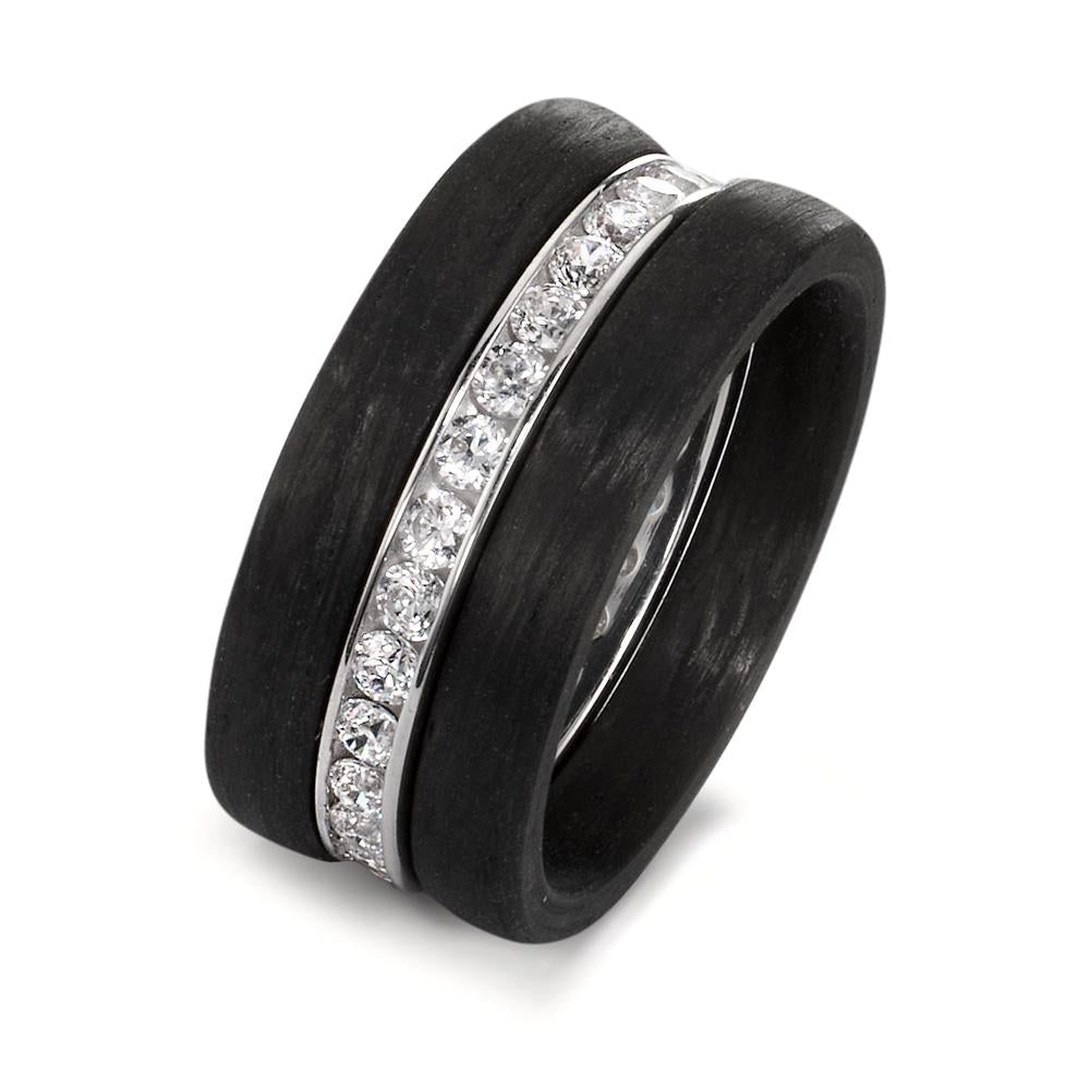 Ring sæt 750/18K hvidguld, Kulstof Zirconia