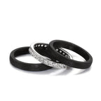 Ring sæt 750/18K hvidguld, Kulstof Zirconia