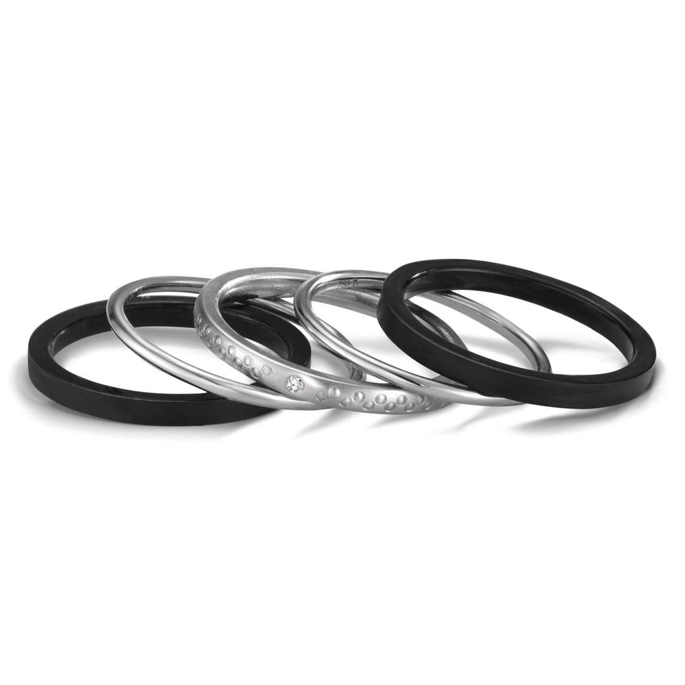 Ring sæt 750/18K hvidguld, Titanium Diamant 0.014 ct, w-si