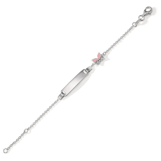 Indgraveret armbånd Sølv Zirconia 2 Sten rhodineret sommerfugl 12-14 cm