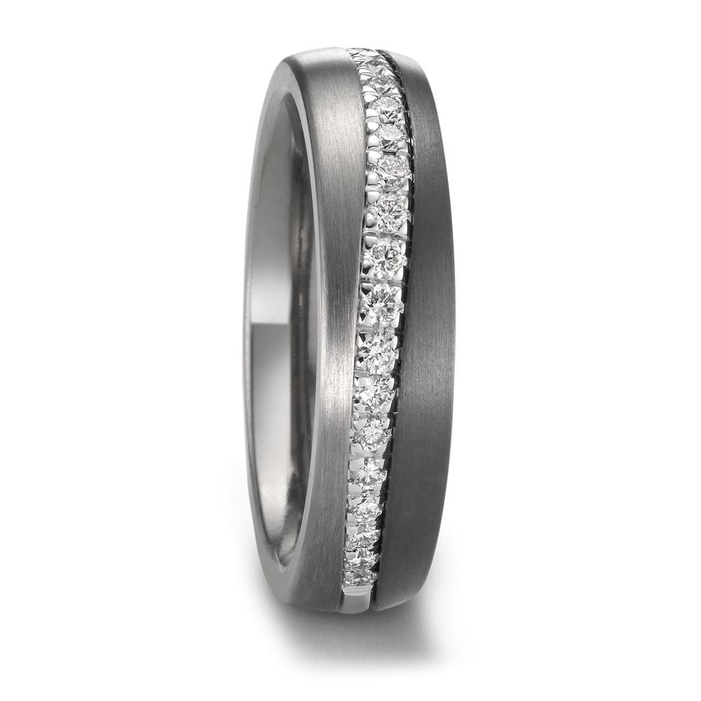 Partnerringe Zirkonium, 585/14 K hvidguld, Titanium Diamant 0.238 ct, w-si
