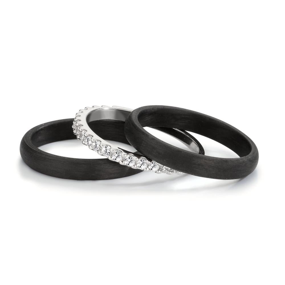 Ring sæt 375/9K hvidguld, Kulstof
