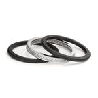 Ring sæt 375/9K hvidguld, Kulstof Zirconia