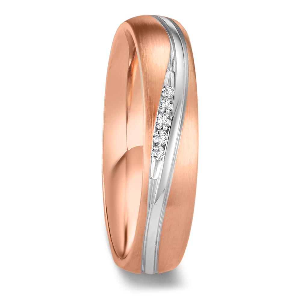 Partnerringe 750/18K hvidguld, 750/18K rødguld Diamant 0.036 ct, 5 Sten , w-si