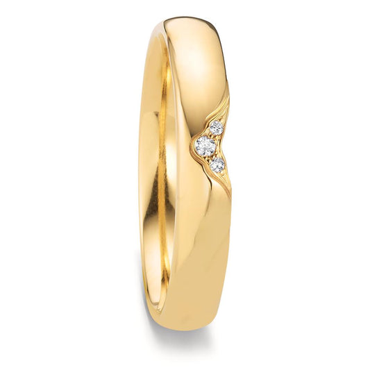 Partnerringe 750/18K guld Diamant 0.025 ct, 3 Sten , tw-vsi