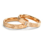 Partnerringe 750/18K roseguld Diamant 0.012 ct, 3 Sten , w-si