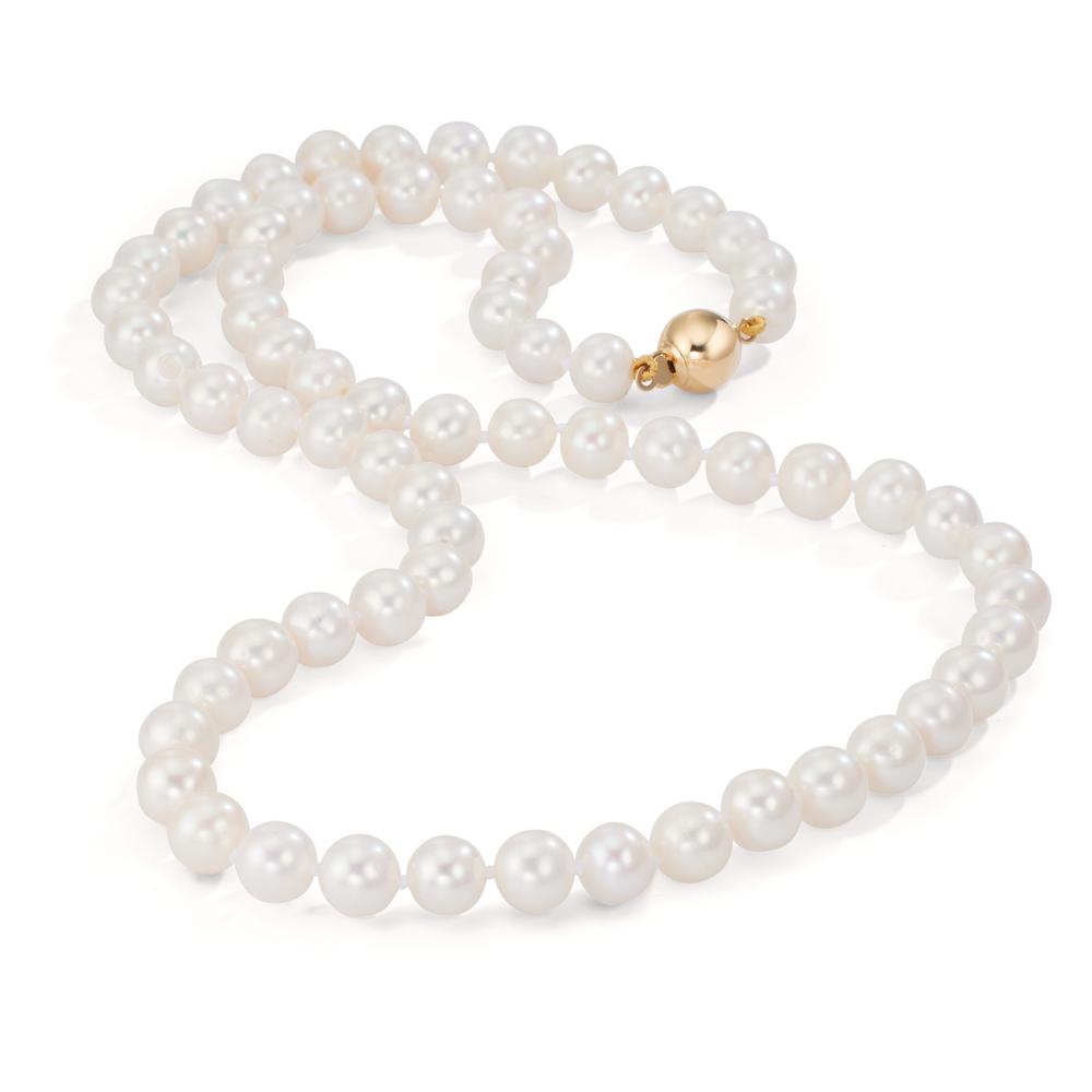Collier 750/18K guld Ferskvands kulturperle hvid 6-7 mm 50 cm