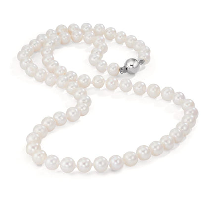 Collier 750/18K hvidguld Ferskvands kulturperle hvid 6-7 mm 50 cm