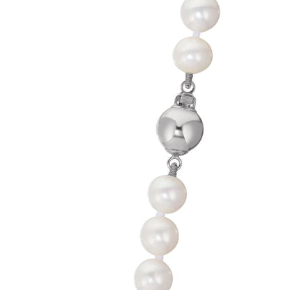 Collier 750/18K hvidguld Ferskvands kulturperle hvid 6-7 mm 50 cm
