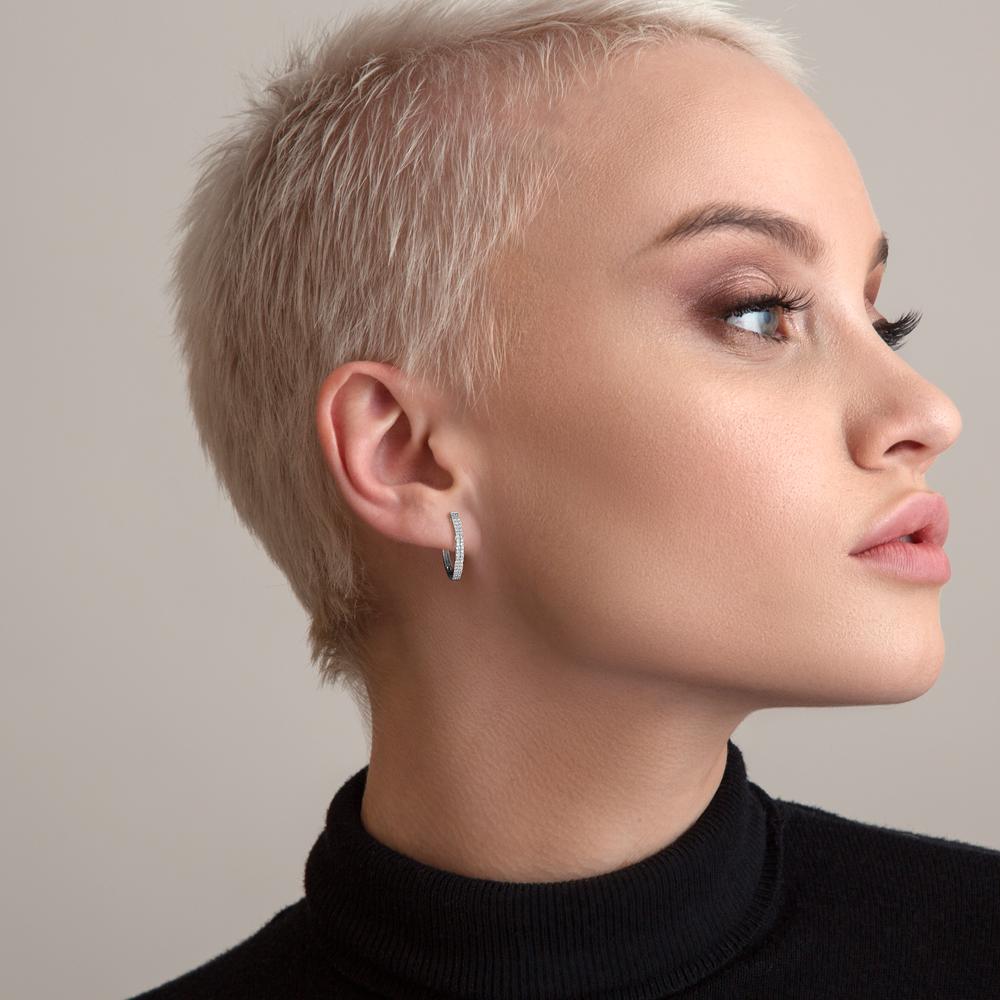 Click kreoler 750/18K hvidguld Diamant 0.25 ct, 84 Sten , w-si