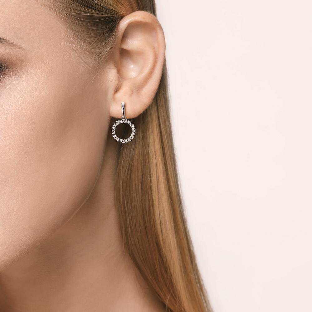 Øreringe 750/18K hvidguld Diamant 0.33 ct, w-si Ø12.5 mm