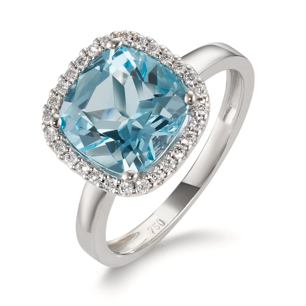 Ringe 750/18K hvidguld Diamant 0.14 ct, w-si, Topas blå , 0.69 ct Ø12 mm