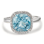 Ringe 750/18K hvidguld Diamant 0.14 ct, w-si, Topas blå , 0.69 ct Ø12 mm