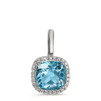 Vedhæng 750/18K hvidguld Diamant 0.14 ct, w-si, Topas blå , 0.69 ct Ø11.5 mm