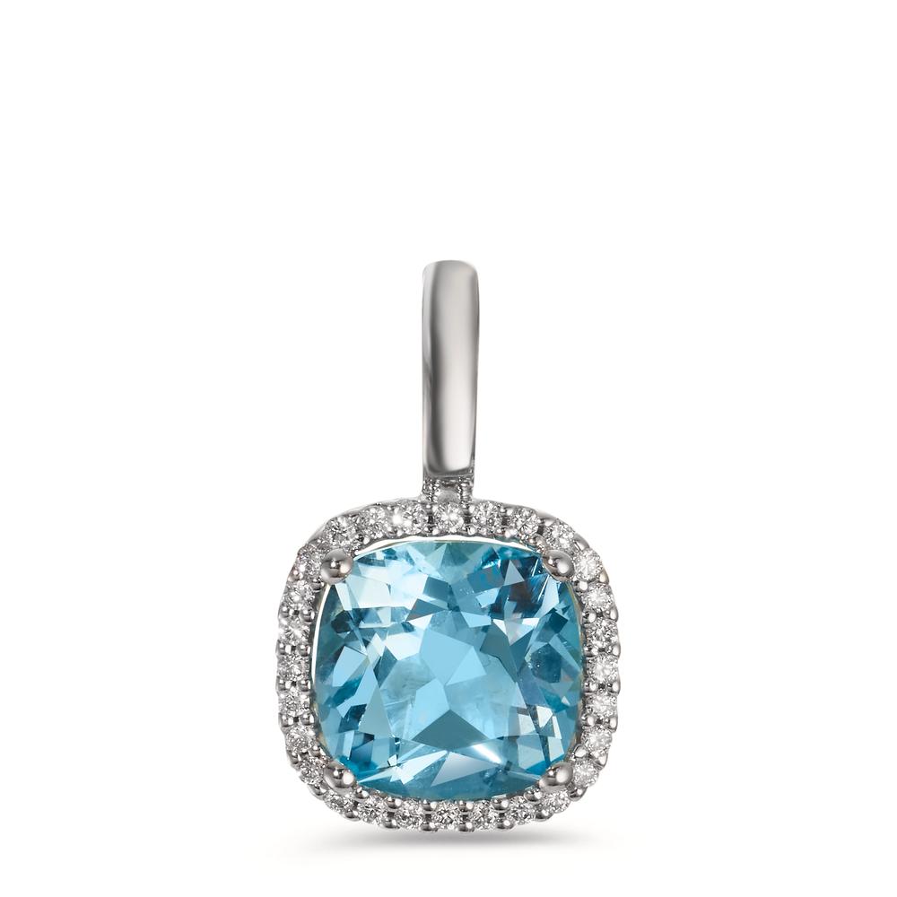 Vedhæng 750/18K hvidguld Diamant 0.14 ct, w-si, Topas blå , 0.69 ct Ø11.5 mm