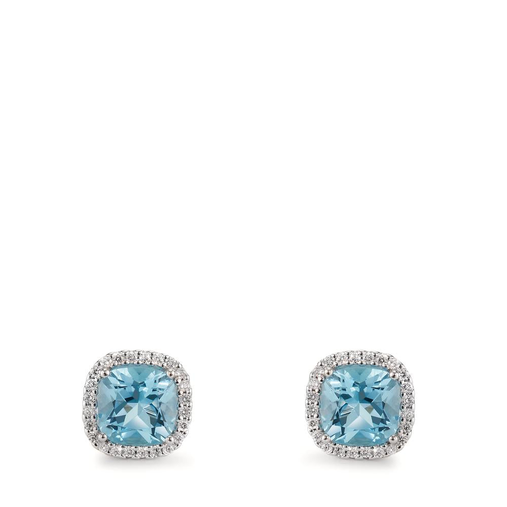 Ørestikker 750/18K hvidguld Diamant 0.18 ct, w-si, Topas blå , 0.40 ct Ø8.5 mm