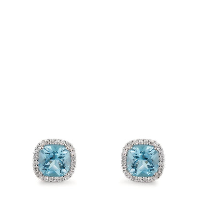 Ørestikker 750/18K hvidguld Diamant 0.18 ct, w-si, Topas blå , 0.40 ct Ø8.5 mm
