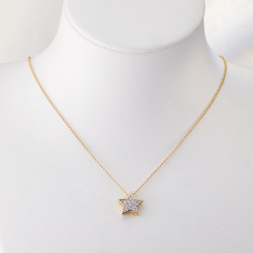Vedhæng 750/18K guld Diamant 0.08 ct, w-si stjerne Ø10 mm