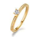 Solitaire ring 750/18K guld Diamant hvid , 0.20 ct, 19 Sten , [Brillant], w-si Ø3 mm