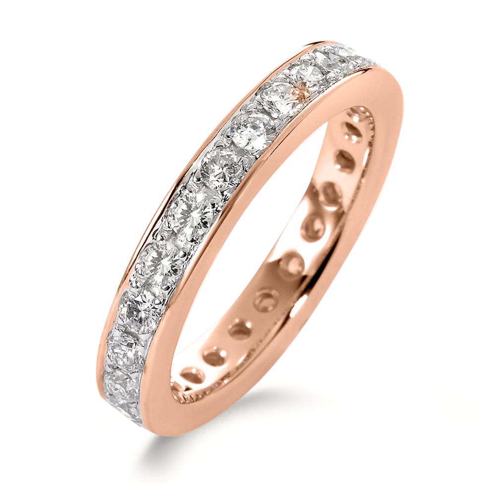 Memory ring 750/18K rødguld Diamant hvid , 1 ct, 25 Sten , [Brillant], w-si