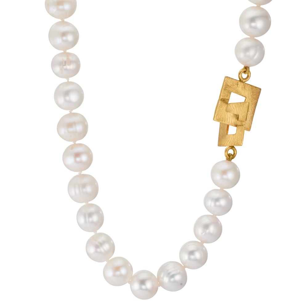 Collier Sølv gul forgyldt Ferskvands kulturperle 11-11.5 mm 50 cm