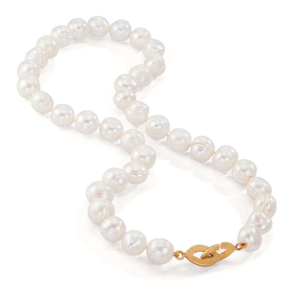 Collier Sølv gul forgyldt Ferskvands kulturperle, 11 mm 46 cm