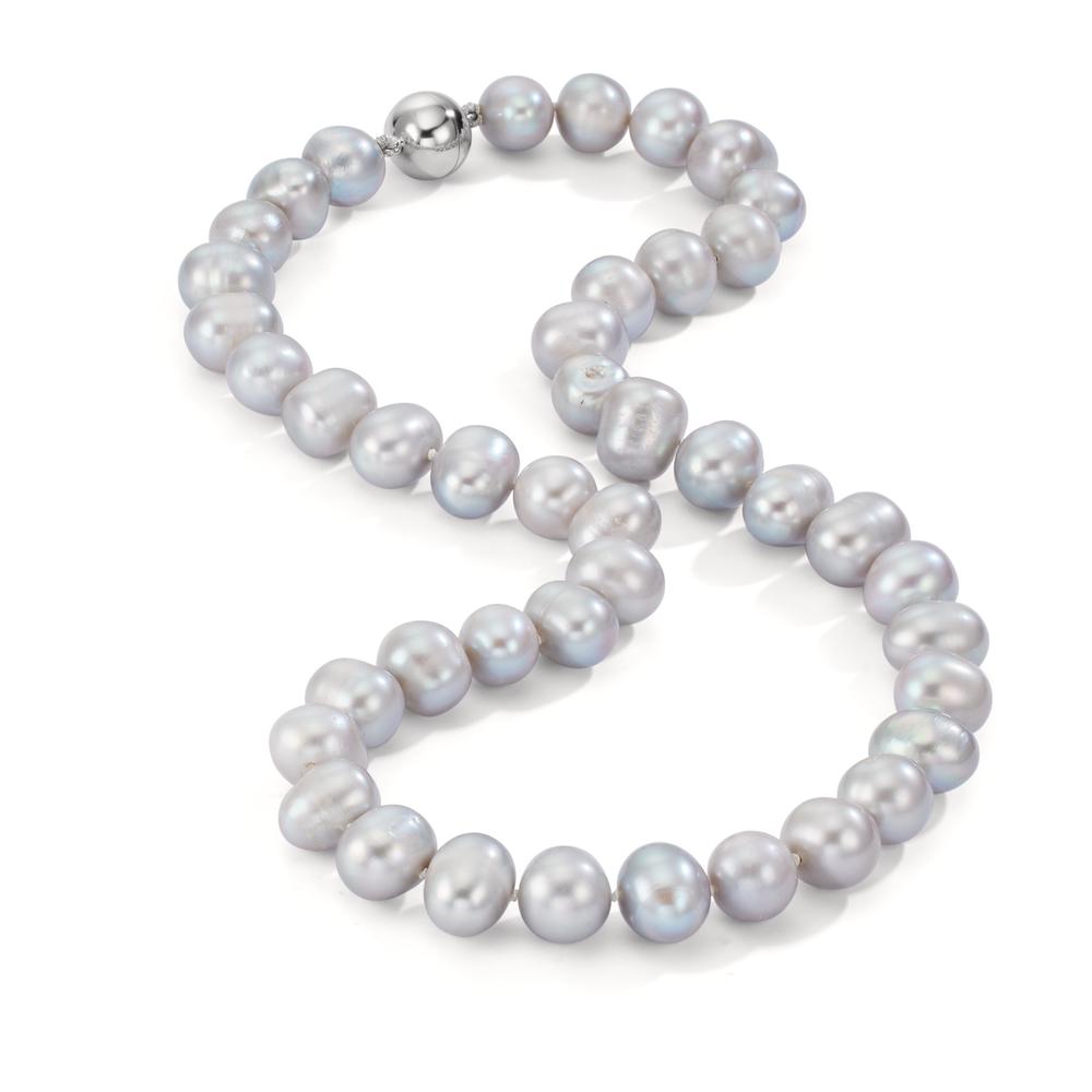 Collier 750/18K hvidguld Ferskvands kulturperle grå 10.5-11 mm 42 cm